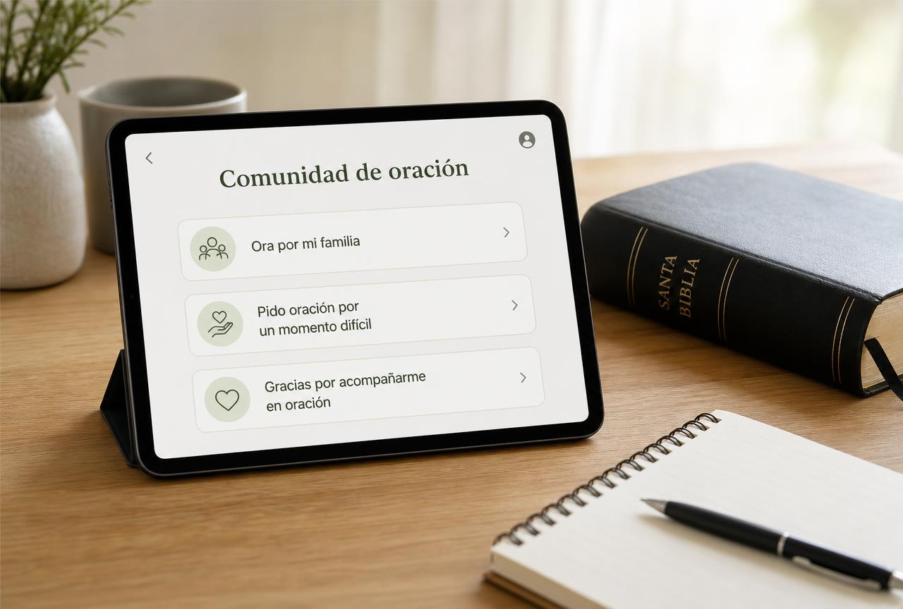 Abundance Maps abierto en una tablet mostrando la comunidad de oración.